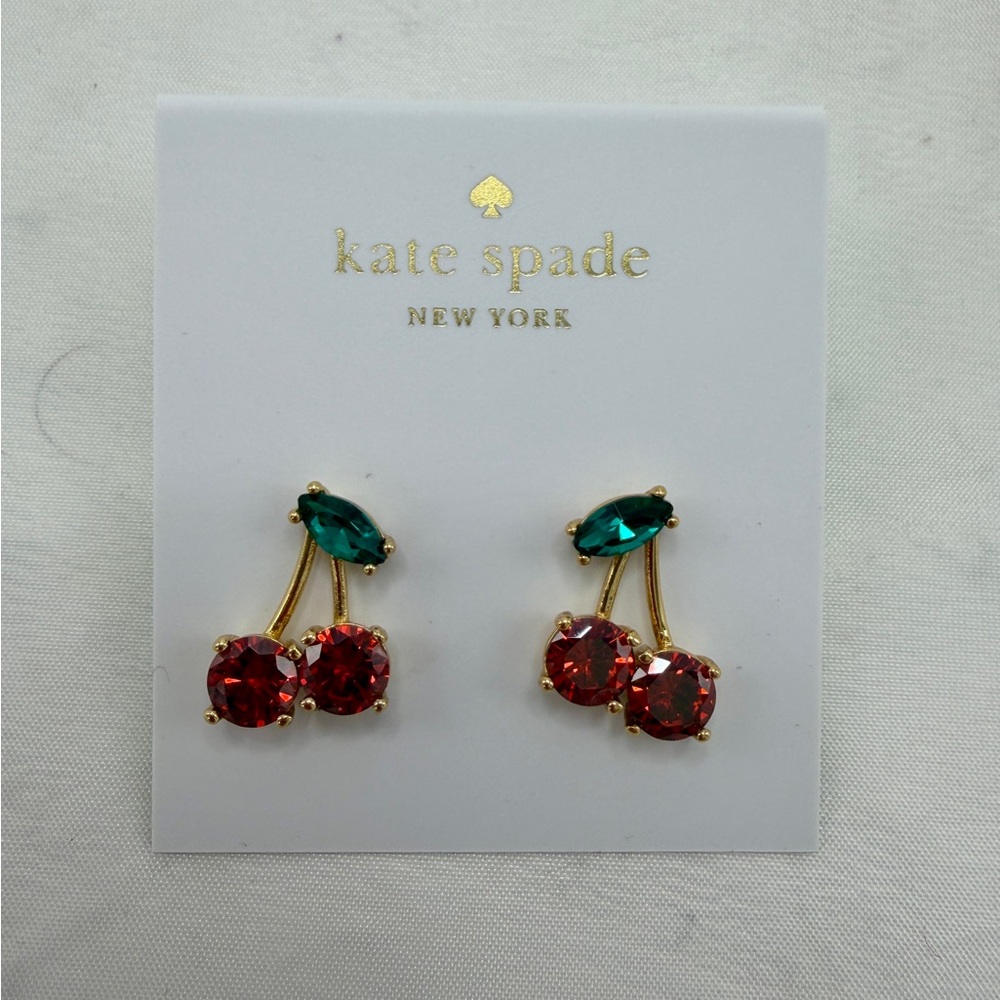 Kate Spade Cherry Rhinestone Earrings NWT